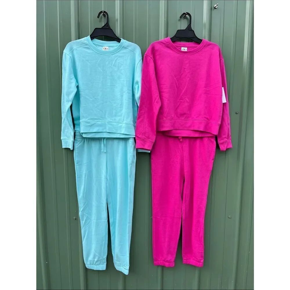 Girls Fleece Sweatshirt & Sweatpants Outfit 2-Pack Size L